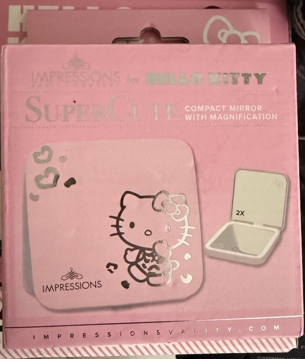 Impressions Vanity Hello Kitty SuperCute Pink Compact Mirror with Magnification